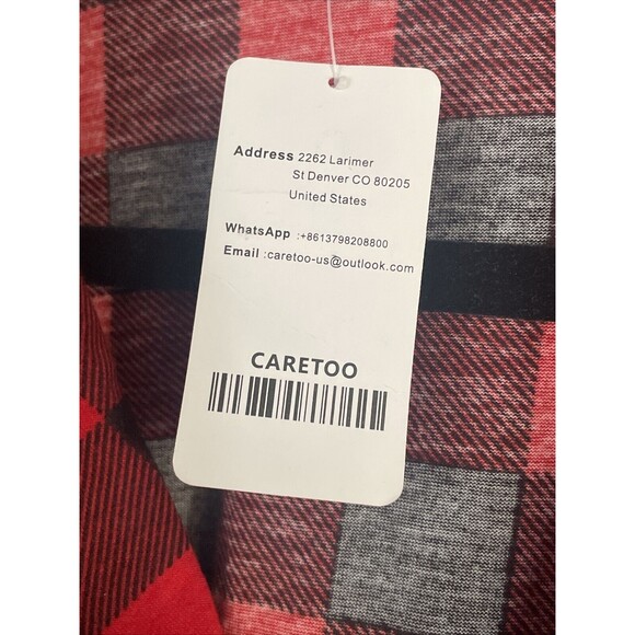 New Caretoo Red Plaid Flannel Print Light Button Up Shirt Men’s XL Black - Picture 7 of 8